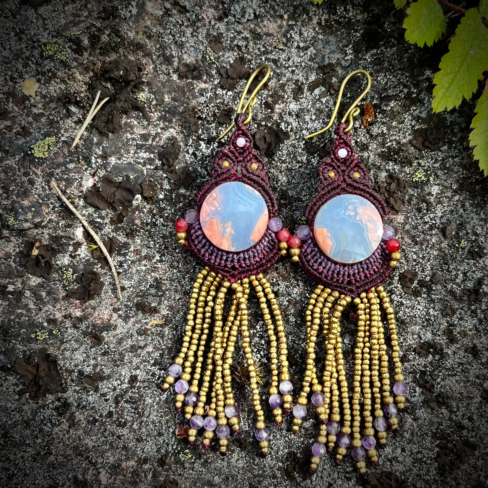 "Aura" -korvakorut / cotton candy -akaatti